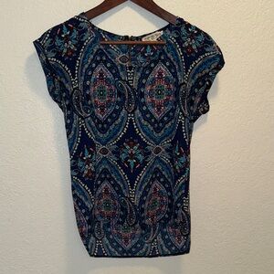 Pink Rose Navy Paisley Blouse